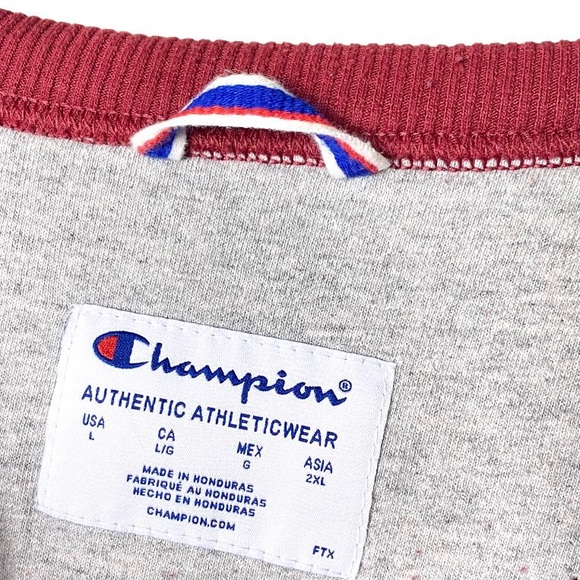 Champion Powerblend Crewneck Sweatshirt Red Wine Maroon Pullover Athletic Mens L - Picture 6 of 15